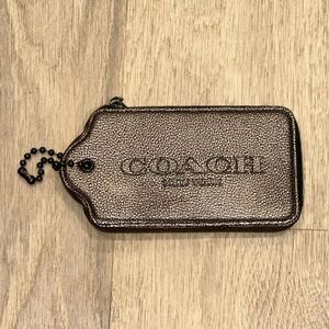 Coach XL Hang Tag Hangtag Shaped Wristlet Wallet Metallic Gold Bronze 52390
